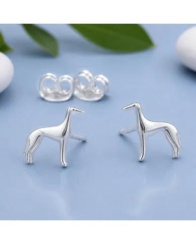 925 Sterling Silver Greyhound Stud Earrings: Handmade Dog Jewelry