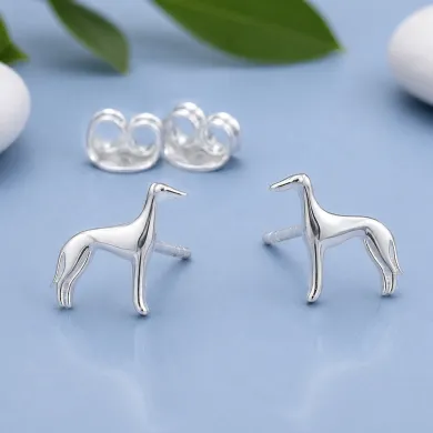 925 Sterling Silver Greyhound Stud Earrings: Handmade Dog Jewelry