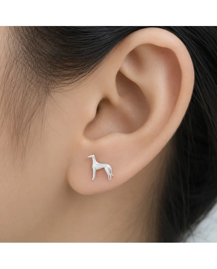 925 Sterling Silver Greyhound Stud Earrings: Handmade Dog Jewelry