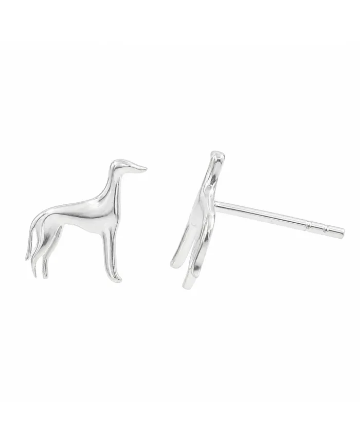 925 Sterling Silver Greyhound Stud Earrings: Handmade Dog Jewelry