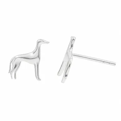 925 Sterling Silver Greyhound Stud Earrings: Handmade Dog Jewelry