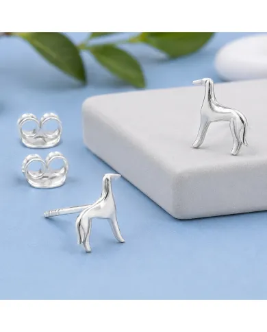 925 Sterling Silver Greyhound Stud Earrings: Handmade Dog Jewelry