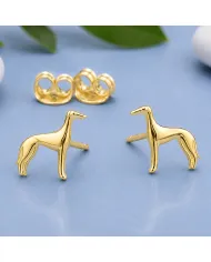 18K Gold Plated Greyhound Stud Earrings in 925 Sterling Silver