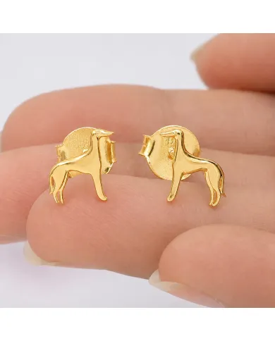 18K Gold Plated Greyhound Stud Earrings in 925 Sterling Silver