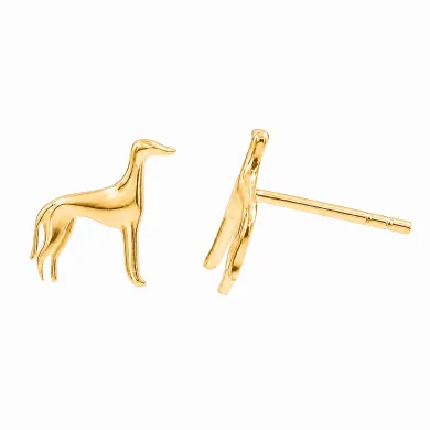 18K Gold Plated Greyhound Stud Earrings in 925 Sterling Silver