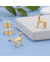 18K Gold Plated Greyhound Stud Earrings in 925 Sterling Silver