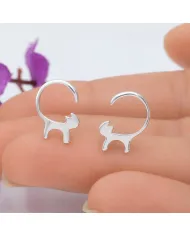 Cat Stud Earrings 925 Sterling Silver Handmade Minimalist Jewelry