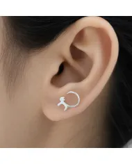 Cat Stud Earrings 925 Sterling Silver Handmade Minimalist Jewelry