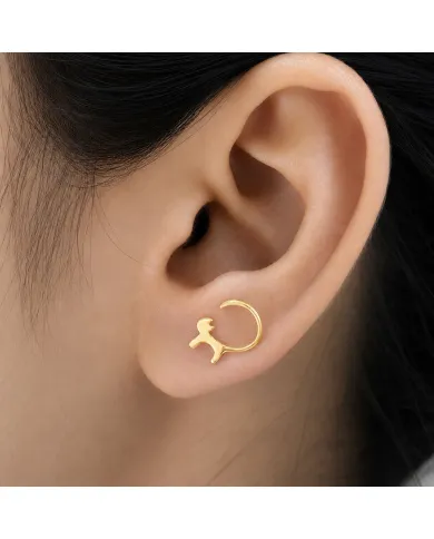 18K Gold Plated Cat Stud Earrings 925 Sterling Silver Minimalist Jewelry