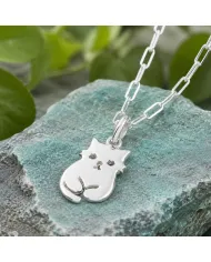 925 Sterling Silver Cute Cat Charm Pendant Necklace Handmade Jewelry