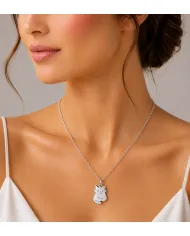 925 Sterling Silver Cute Cat Charm Pendant Necklace Handmade Jewelry