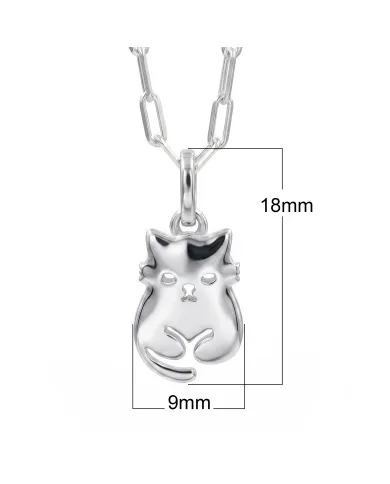 925 Sterling Silver Cute Cat Charm Pendant Necklace Handmade Jewelry