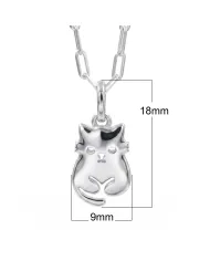 925 Sterling Silver Cute Cat Charm Pendant Necklace Handmade Jewelry