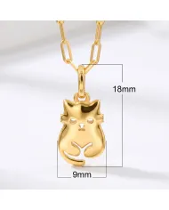 18K Gold Plated Cute Cat Charm Pendant Necklace  in 925 Sterling Silver
