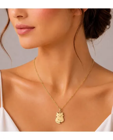 18K Gold Plated Cute Cat Charm Pendant Necklace  in 925 Sterling Silver