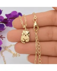 18K Gold Plated Cute Cat Charm Pendant Necklace  in 925 Sterling Silver