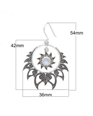 Moonstone Dangle Earrings 925 Sterling Silver Handmade Bohemian Jewelry