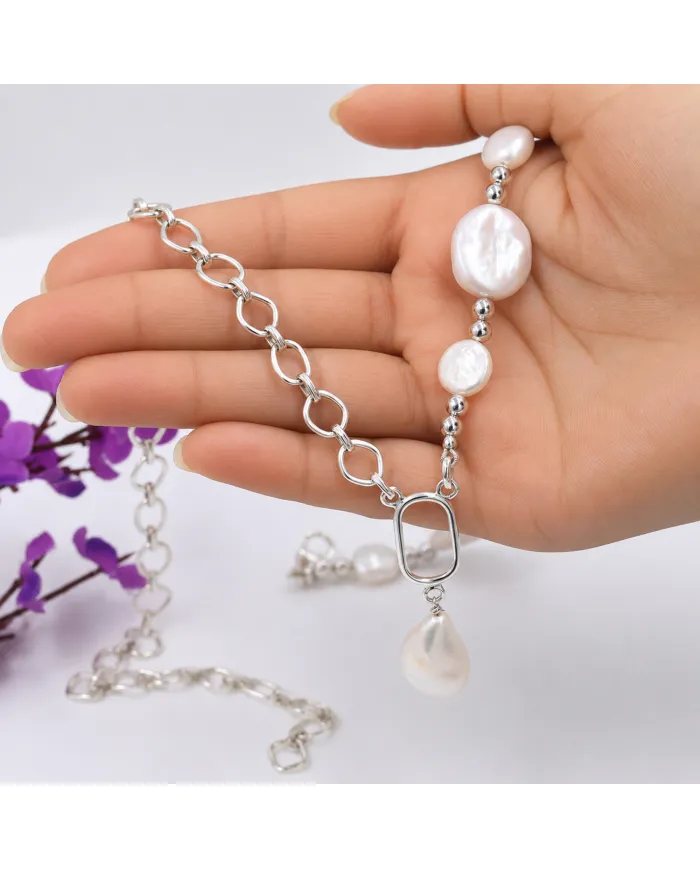 925 Sterling Silver Freshwater Pearl Necklace Dainty Jewelry for Her