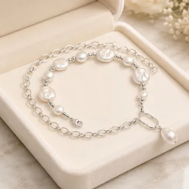 925 Sterling Silver Freshwater Pearl Necklace Dainty Jewelry for Her