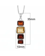 Citrine & Garnet Pendant Necklace 925 Sterling Silver Handmade Jewelry