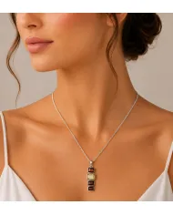 Citrine & Garnet Pendant Necklace 925 Sterling Silver Handmade Jewelry