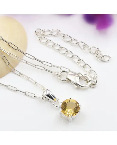 Citrine Pendant in 925 Sterling Silver - Handmade Minimalist Jewelry