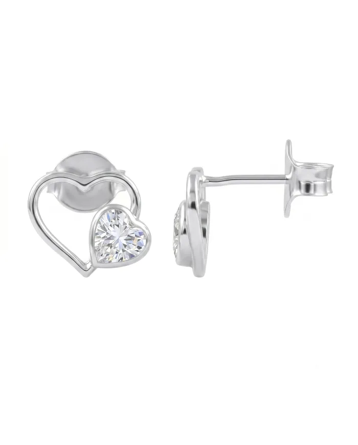 Swarovski Crystal Heart Stud Earrings 925 Sterling Silver Tiny Jewelry