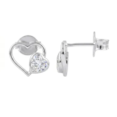 Swarovski Crystal Heart Stud Earrings 925 Sterling Silver Tiny Jewelry