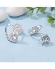Swarovski Crystal Heart Stud Earrings 925 Sterling Silver Tiny Jewelry