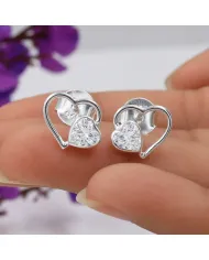 Swarovski Crystal Heart Stud Earrings 925 Sterling Silver Tiny Jewelry