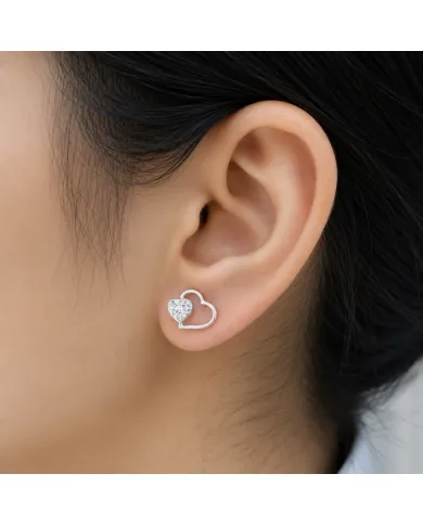 Swarovski Crystal Heart Stud Earrings 925 Sterling Silver Tiny Jewelry