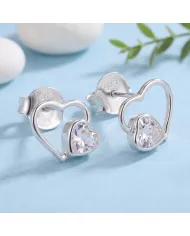 Swarovski Crystal Heart Stud Earrings 925 Sterling Silver Tiny Jewelry