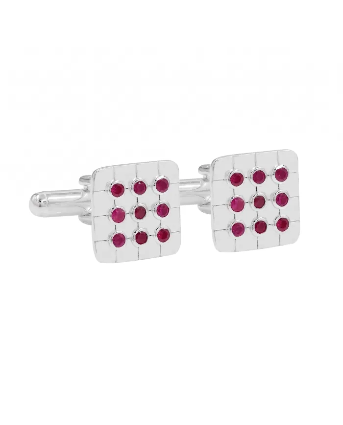 Pink Quartz Men's Cufflinks - 925 Sterling Silver & Brass Gift for Him