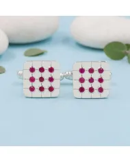 Pink Quartz Men's Cufflinks - 925 Sterling Silver & Brass Gift for Him