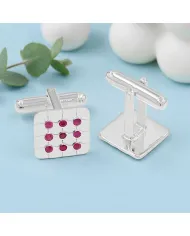 Pink Quartz Men's Cufflinks - 925 Sterling Silver & Brass Gift for Him