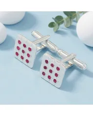 Pink Quartz Men's Cufflinks - 925 Sterling Silver & Brass Gift for Him