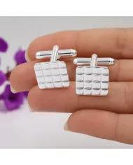 Square Cufflinks 925 Sterling Silver & Brass Elegant Gift for Men