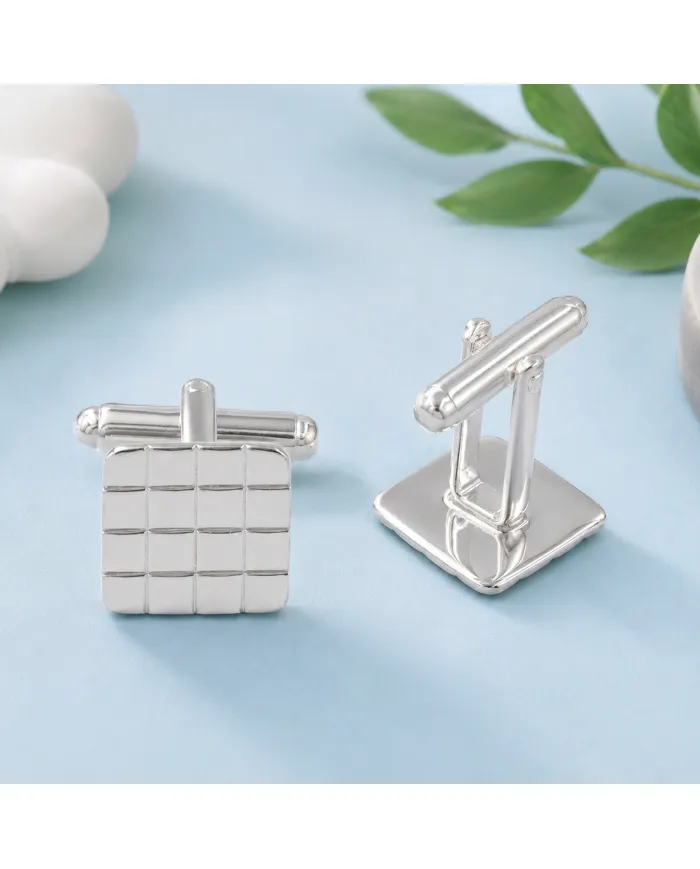 Square Cufflinks 925 Sterling Silver & Brass Elegant Gift for Men