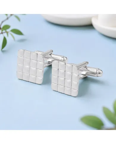 Square Cufflinks 925 Sterling Silver & Brass Elegant Gift for Men