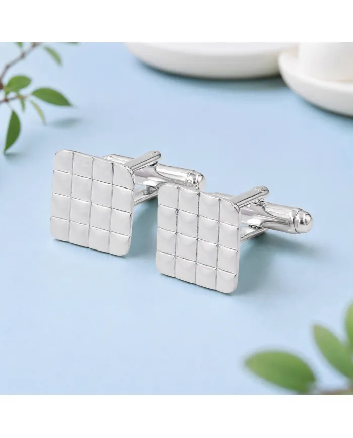 Square Cufflinks 925 Sterling Silver & Brass Elegant Gift for Men