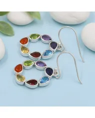 7 Chakra Healing Earrings 925 Sterling Silver Handmade Jewelry for Her