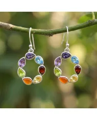 7 Chakra Healing Earrings 925 Sterling Silver Handmade Jewelry for Her