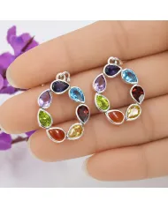 7 Chakra Healing Earrings 925 Sterling Silver Handmade Jewelry for Her