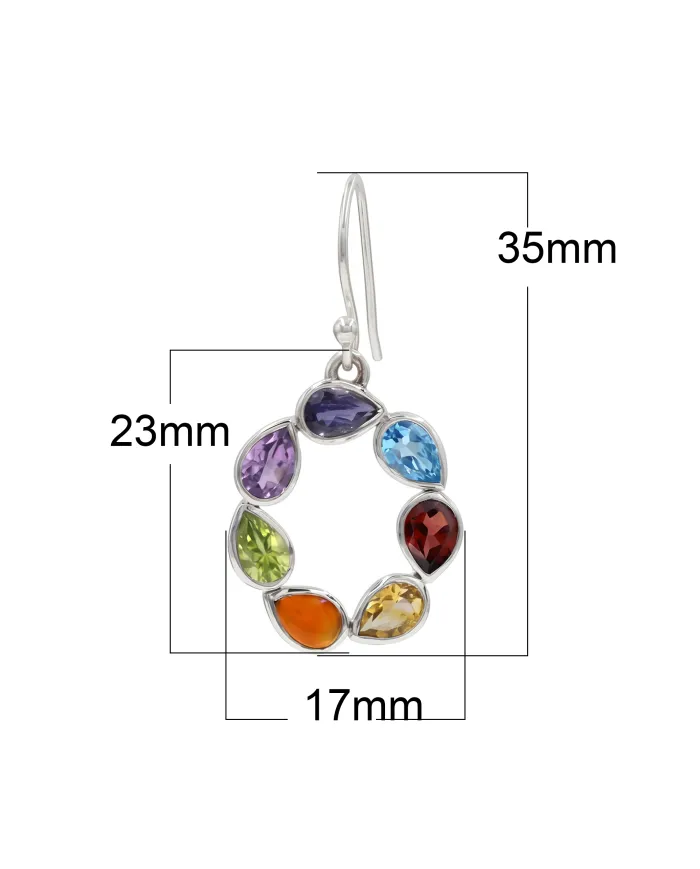 7 Chakra Healing Earrings 925 Sterling Silver Handmade Jewelry for Her