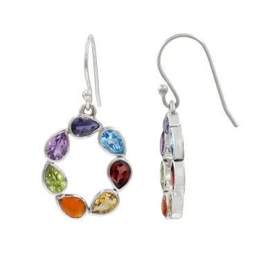 7 Chakra Healing Earrings 925 Sterling Silver Handmade Jewelry for Her
