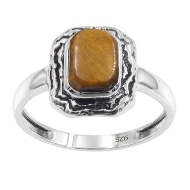 Tiger Eye Gemstone Ring | 925 Sterling Silver Handmade Boho Jewelry