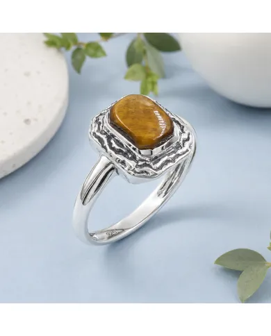 Tiger Eye Gemstone Ring | 925 Sterling Silver Handmade Boho Jewelry