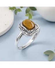 Tiger Eye Gemstone Ring | 925 Sterling Silver Handmade Boho Jewelry