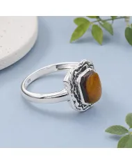 Tiger Eye Gemstone Ring | 925 Sterling Silver Handmade Boho Jewelry