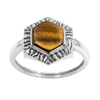 Tiger Eye Ring 925 Sterling Silver Handmade Solitaire Gemstone Jewelry